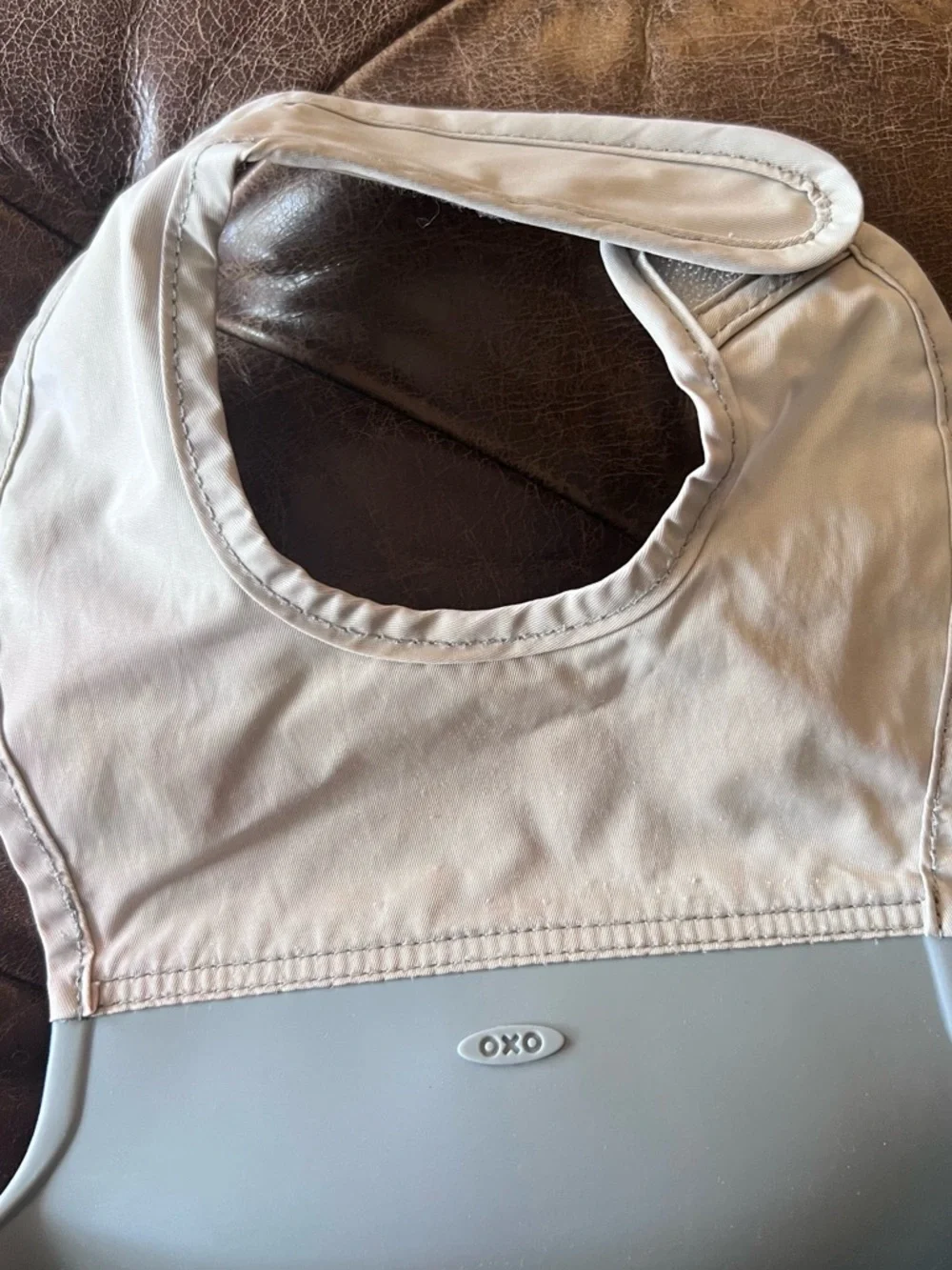 OXO Tot Roll-Up Bib Set (2) Grey Silicone Catcher Adjustable Travel Bibs